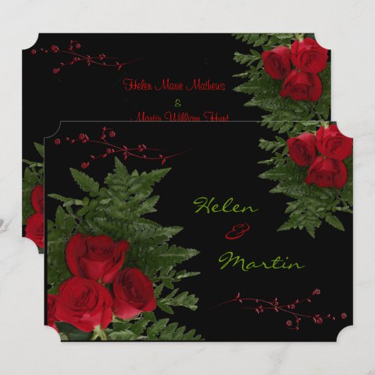 Invitation de bouquets de rose rouge (Devant / Derrière)