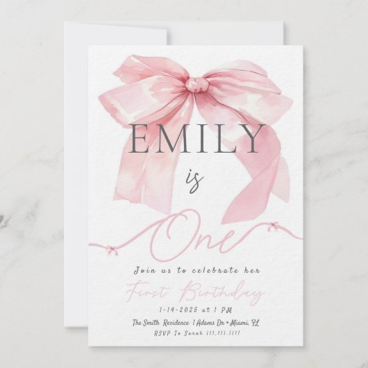 Invitation de Bow rose (Devant)