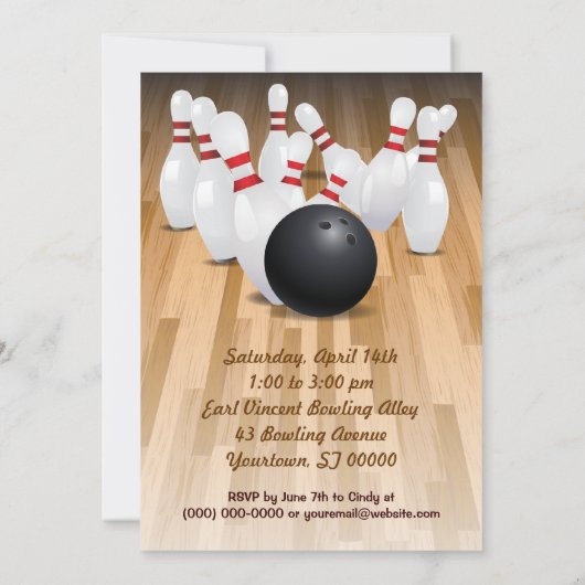 Invitation de Bowl a Strike Party (Dos)