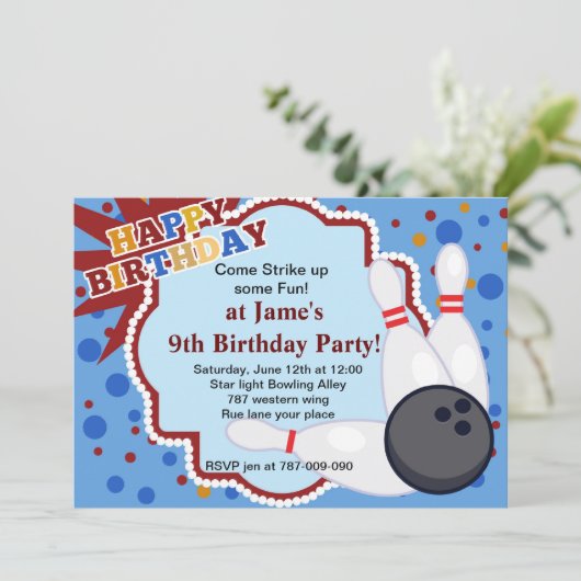 Invitation de Bowling anniversaire (Debout devant)