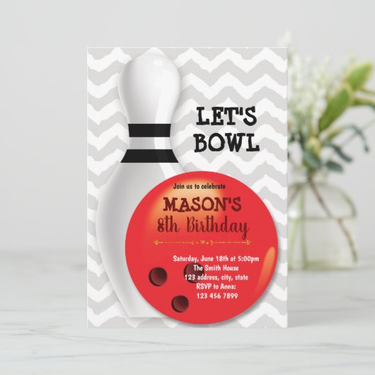 Invitation de Bowling anniversaire (Debout devant)