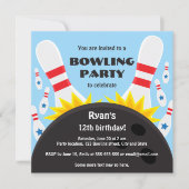 Invitation de bowling avec bowling ball, bleu (Devant)