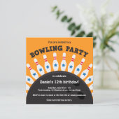 invitation de bowling avec bowling et épingles (Debout devant)