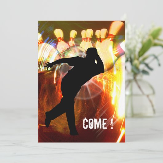 Invitation de bowling avec explosion frappée (Debout devant)