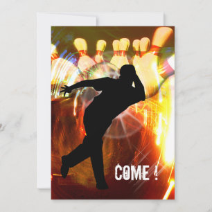 Invitation de bowling avec explosion frappée