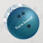 Invitation de Bowling Ball Blue Party (Devant / Derrière)