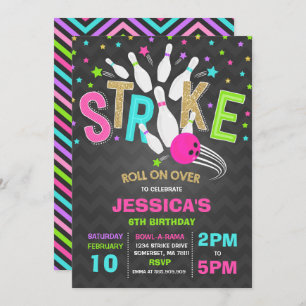 Invitation de Bowling Bowling Frappe d'anniversair