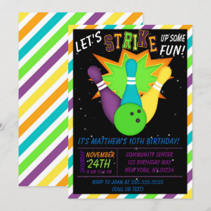 Invitation de Bowling Cosmique pour l'anniversaire