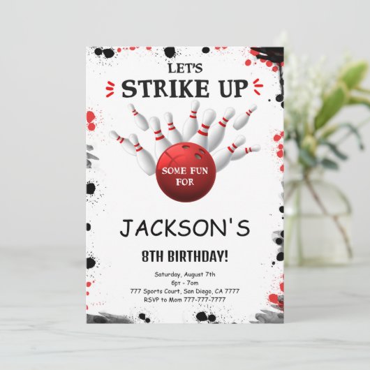 Invitation de Bowling de Black Editable (Debout devant)
