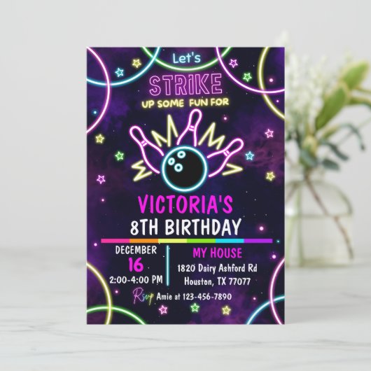 Invitation de Bowling, Épingles, Bowling de fille (Debout devant)