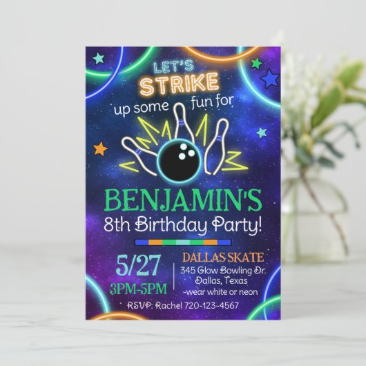 Invitation de Bowling, Inv d'Anniversaire de Bowli (Debout devant)