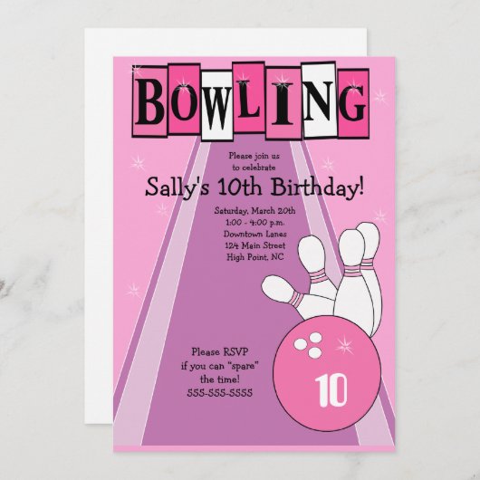 Invitation de Bowling - Lien mis à jour dans la de (Devant / Derrière)