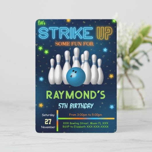 Invitation de Bowling modifiable (Debout devant)