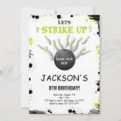 Invitation de bowling modifiable noire (Devant)