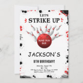 Invitation de bowling modifiable noire (Devant)