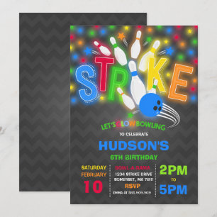 Invitation de Bowling Neon Glow Bowling Party