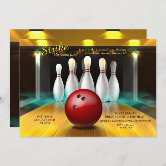 Invitation de Bowling Night (Devant / Derrière)