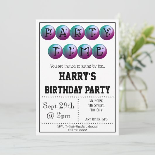 Invitation de Bowling Party (Debout devant)