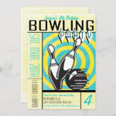 Invitation de Bowling Party - Aqua (Devant / Derrière)