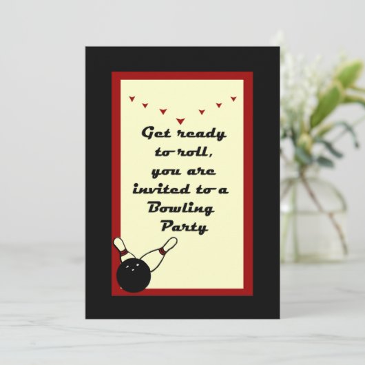 Invitation de Bowling Party avec couleur rétro et  (Debout devant)