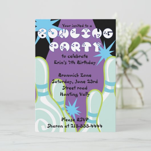 Invitation de Bowling Party Joyeux Invitation d'an (Debout devant)
