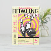 Invitation de Bowling Party - Rose (Debout devant)