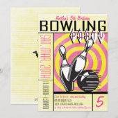 Invitation de Bowling Party - Rose (Devant / Derrière)
