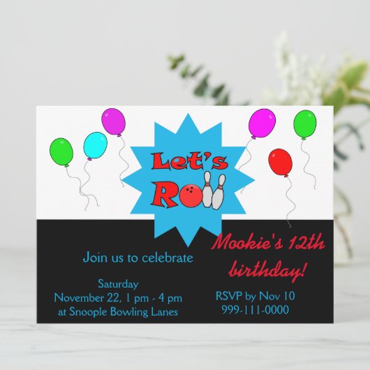 Invitation de Bowling personnalisée - Modèle Invit (Debout devant)