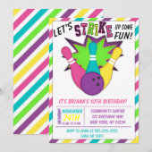 Invitation de Bowling pour une fête d'anniversaire (Devant / Derrière)