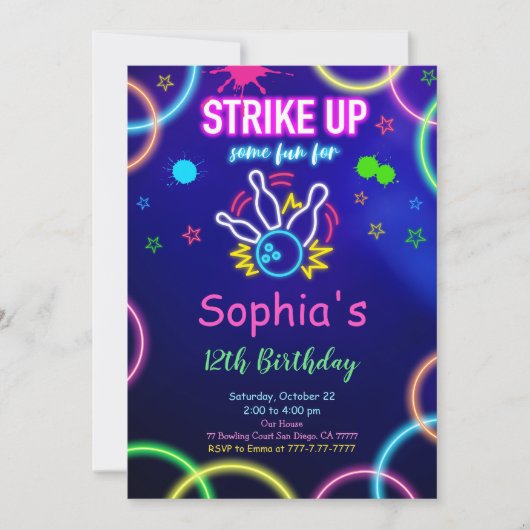 Invitation de bowling STRIKE UP (Devant)