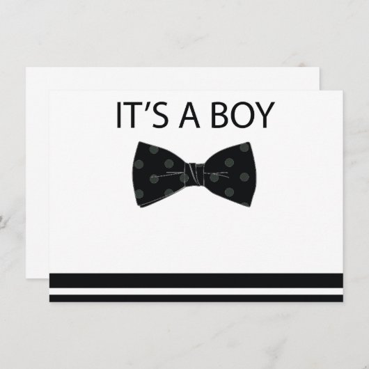 Invitation de Bowtie Baby shower (Devant / Derrière)