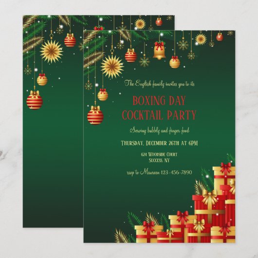 Invitation de Boxing Day (Devant / Derrière)