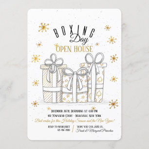 Invitation de Boxing Day Cadeaux Dorés