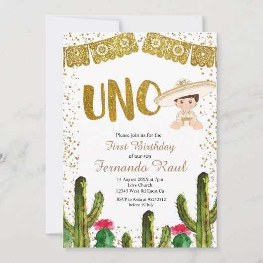 Invitation de Boy Charro Boy à l'Uno Anniversaire (Devant)
