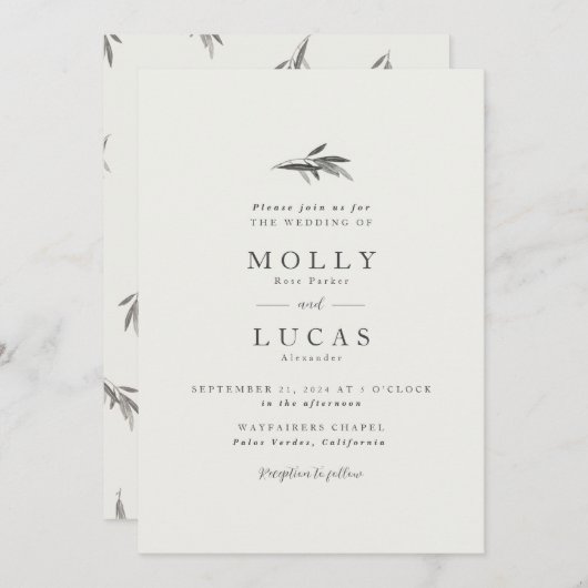 Invitation de branche d'olivier (Devant / Derrière)