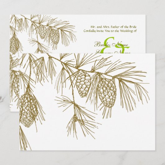 Invitation de branches de pin (Devant / Derrière)