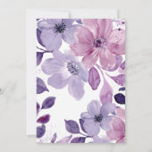 Invitation de Brunch à l'aquarelle florale violet (Dos)