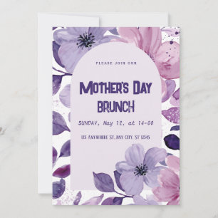 Invitation de brunch aquarelle florale violette