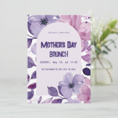 Invitation de brunch aquarelle florale violette (Debout devant)