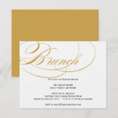 Invitation de brunch au script élégant - Or (Devant / Derrière)