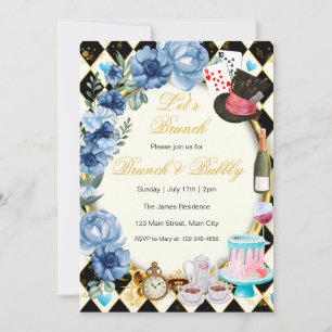 Invitation de brunch aux fleurs bleues d'Alice au 