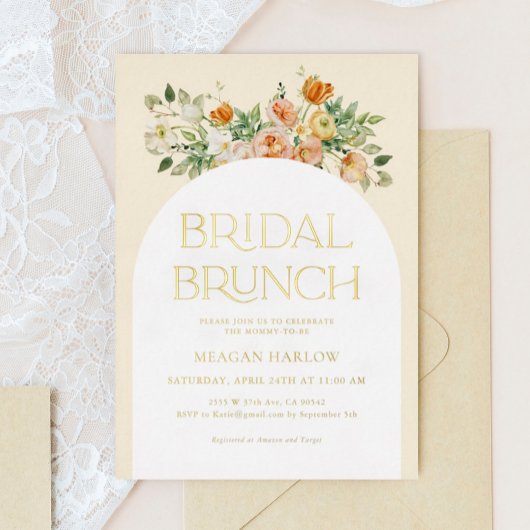 Invitation de brunch bohème florale en feuille d'o
