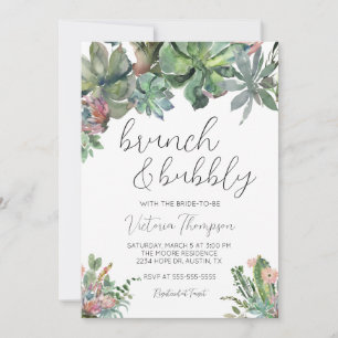 Invitation de Brunch & Bubbly Succulente douche nu