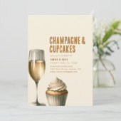 Invitation de Brunch Champagne and Cupcakes (Debout devant)