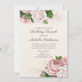 Invitation de brunch d'anniversaire aux roses flor (Devant)