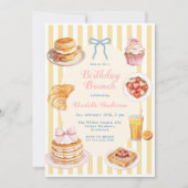 Invitation de brunch d'anniversaire coquette (Devant)