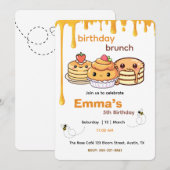 Invitation de brunch d'anniversaire pour enfants | (Devant / Derrière)