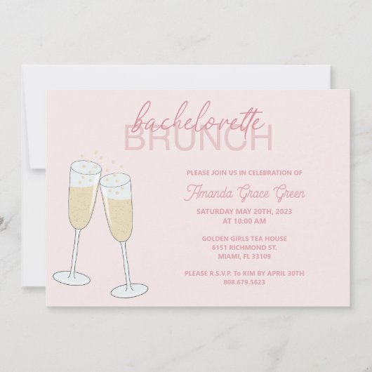 Invitation de brunch de Bachelorette de Champagne (Devant)