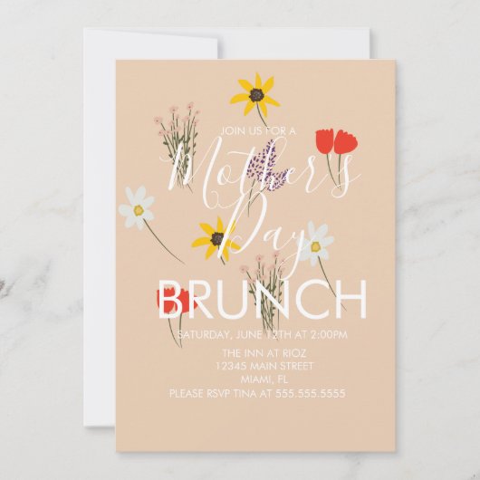 Invitation de brunch de la fête des mères avec fle (Devant)