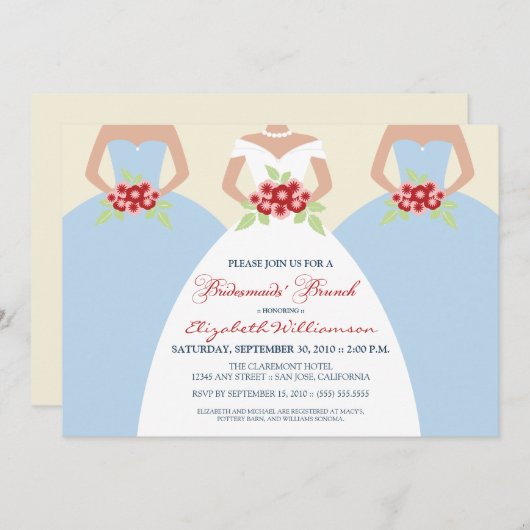 Invitation de Brunch de la mariée et de la servant (Devant / Derrière)